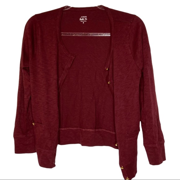 J. Crew Sweaters - J.Crew Burgundy Red Painter Tee 3/4 Sleeve Round Neck Cotton Cardigan Size Small